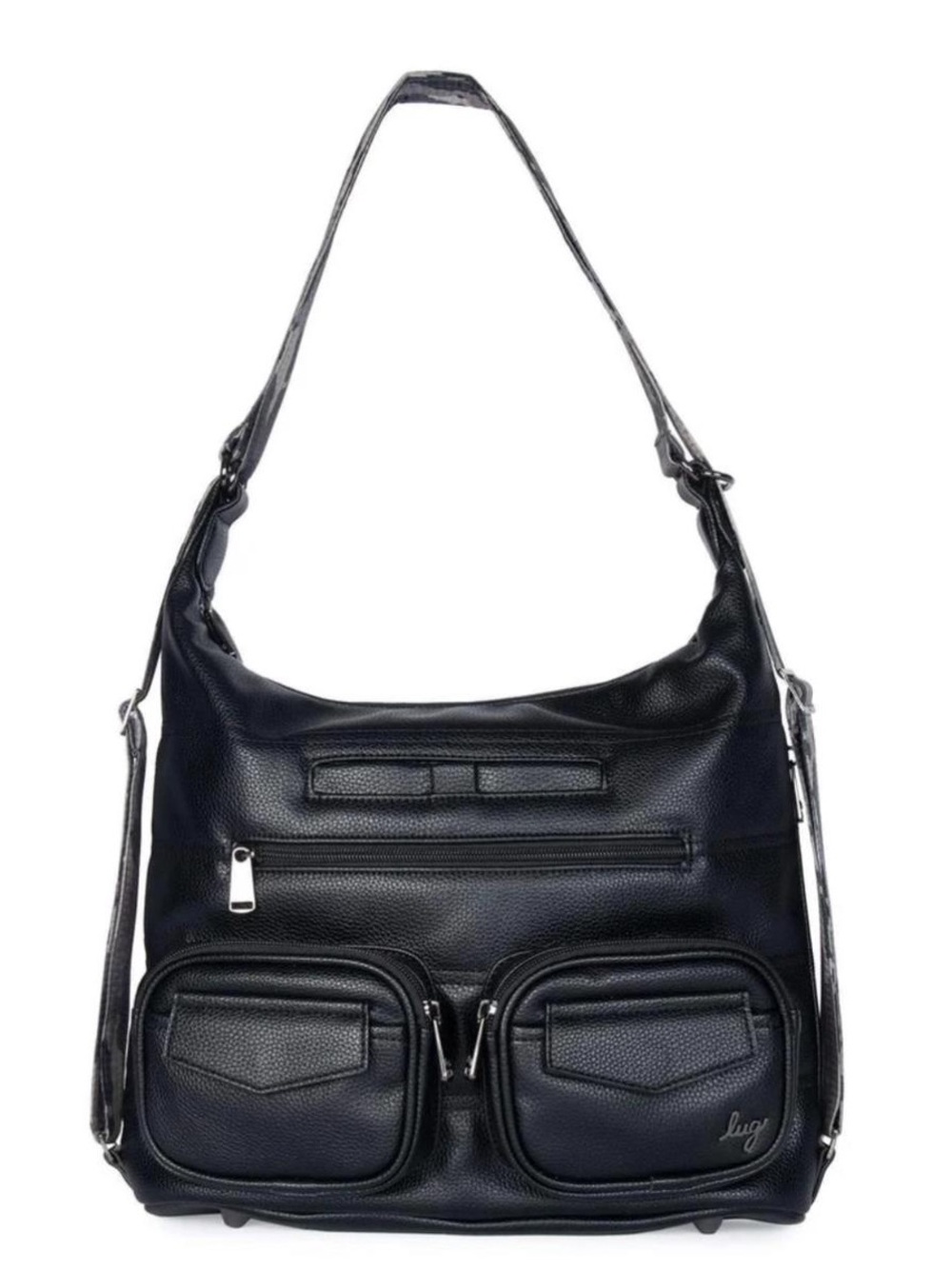 Lug Zipliner Vegan Leather Convertible Hobo Backpack Bag Black/Camo